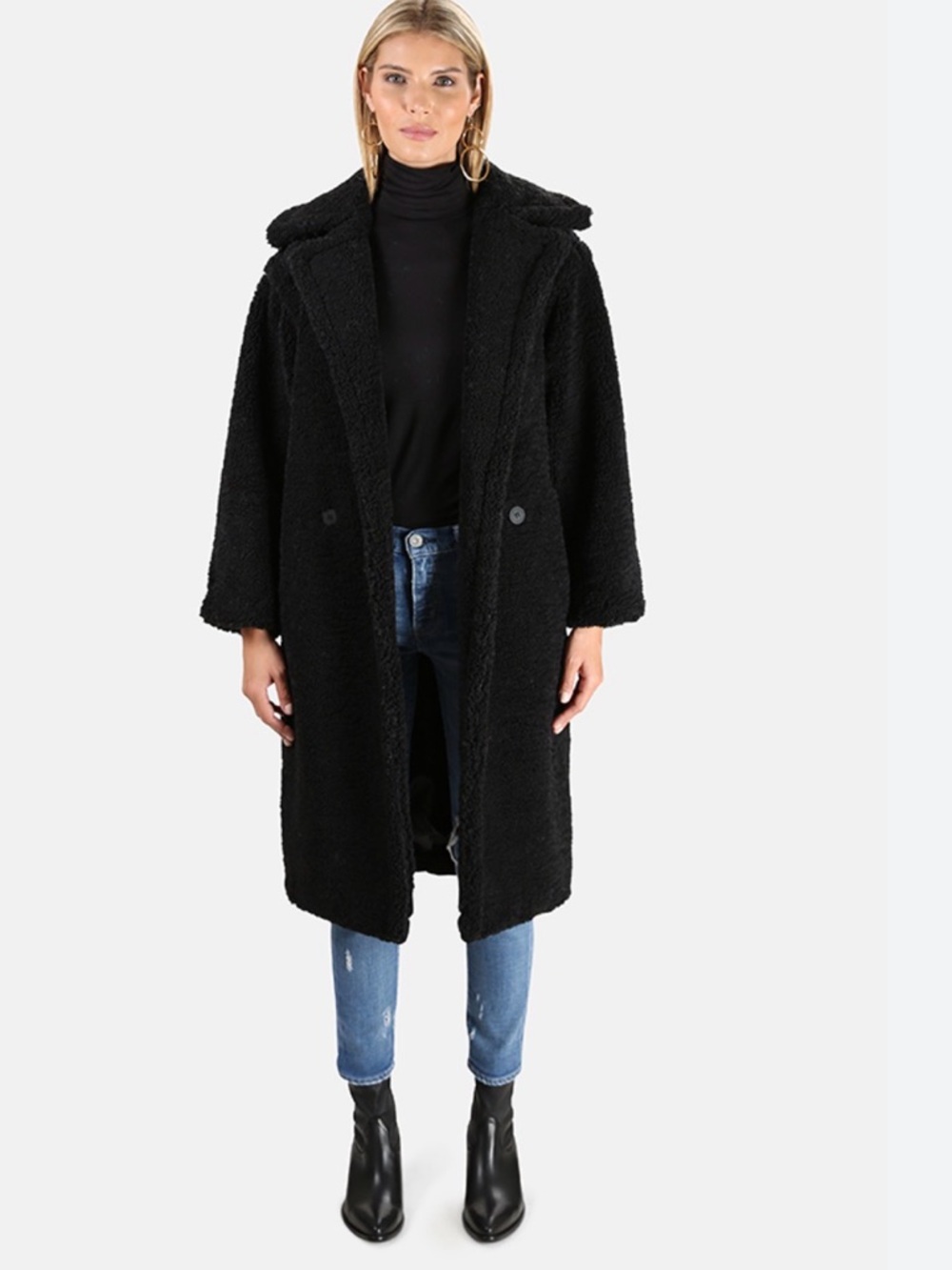 Apparis Black Faux Shearling Teddy Coat